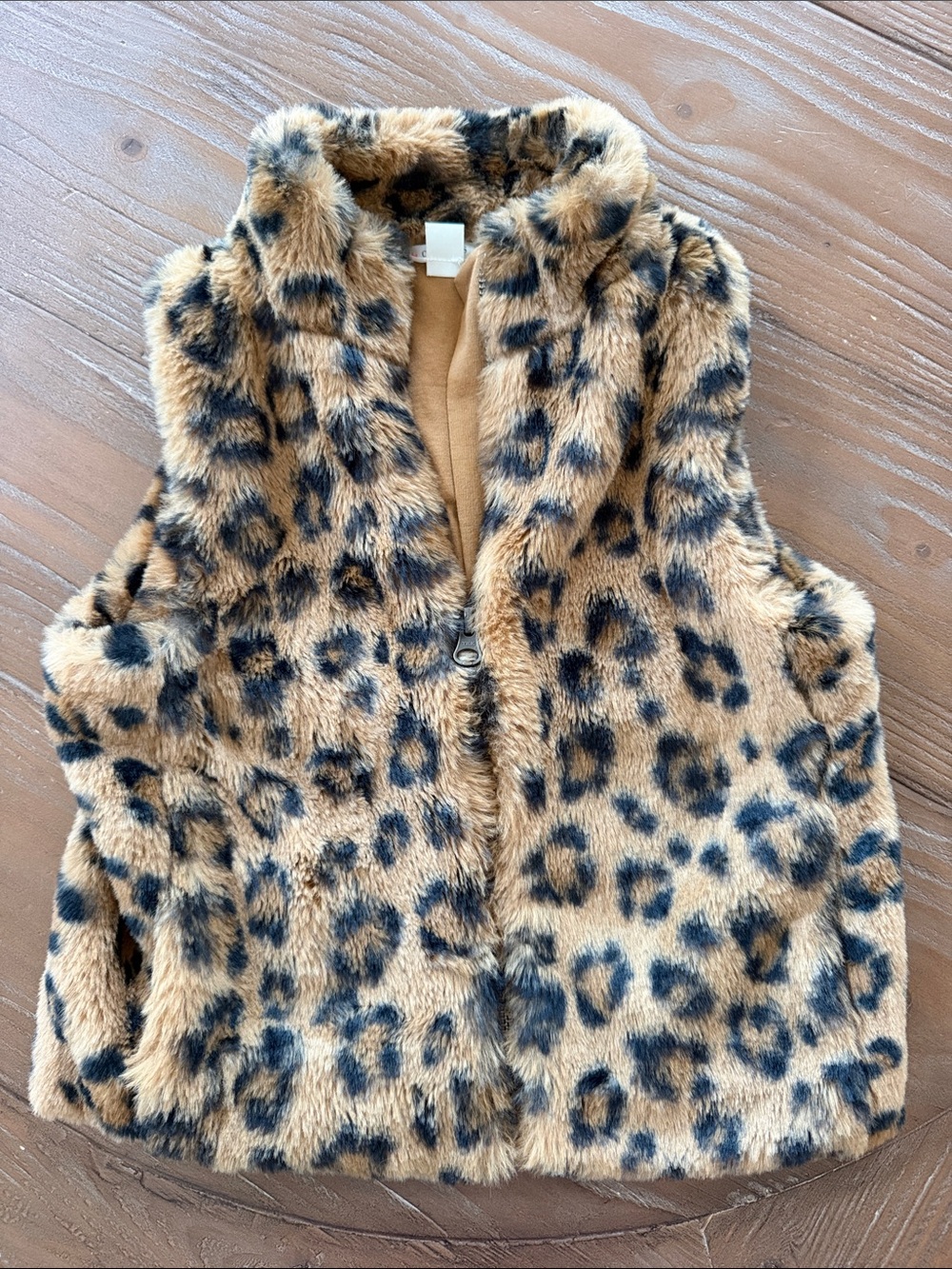 Crewcuts Leopard Print Faux Fur Vest - Tan & Black